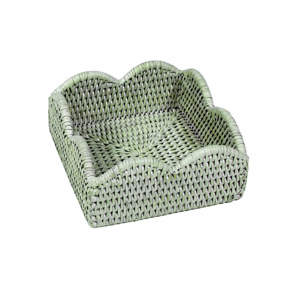 NEW CASPARI rattan cocktail napkin holder in light green